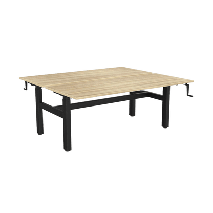 Agile Winder Height Adjustable Desk - 2 Person - Back to Back 1200 X 600 black - powdercoat new - oak - melamine - Office Furniture Company