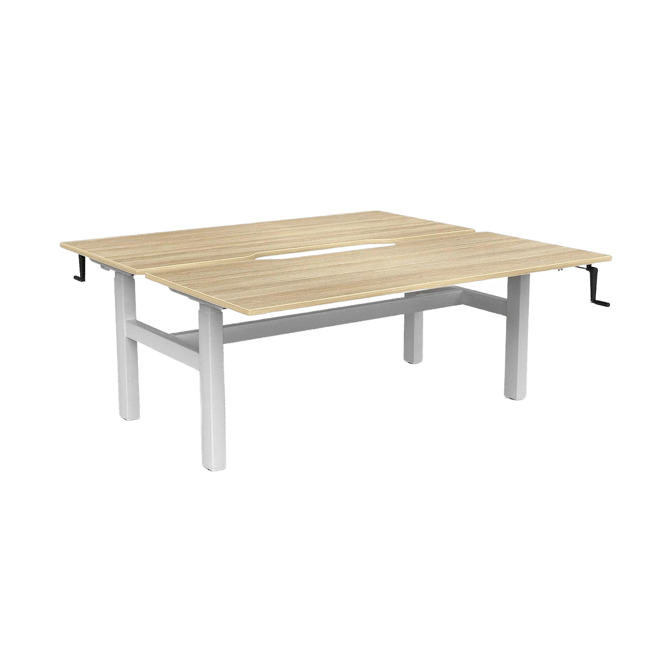 Agile Winder Height Adjustable Desk - 2 Person - Back to Back 1200 X 600 black - powdercoat new - oak - melamine - Office Furniture Company