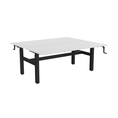 Agile Winder Height Adjustable Desk - 2 Person - Back to Back 1200 X 600 black - powdercoat white - melamine - Office Furniture Company