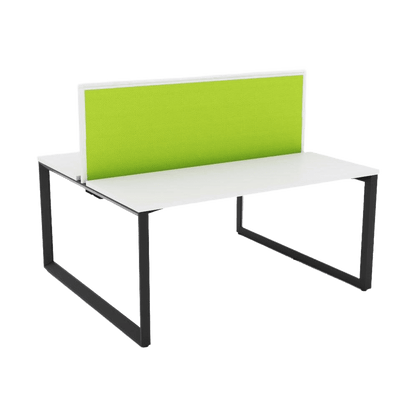 Anvil 2 Person Double Sided Workstation with Screens 1200x600 White Top / White Frame Black Breathe (B)
