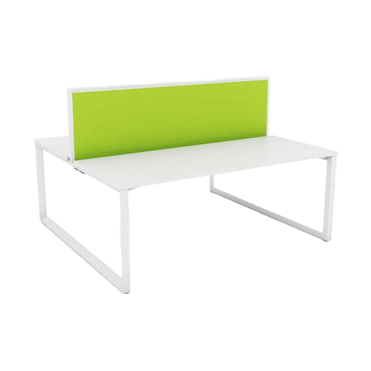 Anvil 2 Person Double Sided Workstation with Screens 1200 X 600 White Top / White Frame Breathe - Office Furniture Company