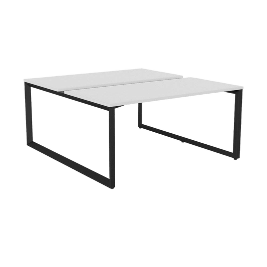 Anvil 2 Person Double Sided Workstations 1200 X 600 White Melamine Black Powdercoat - Office Furniture Company