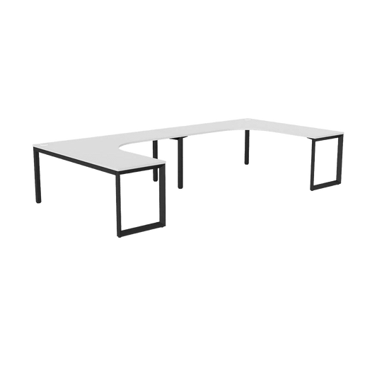 Anvil 2 Persons Corner Workstation 1800 X 1800/600 ( 2 Piece Top ) White Melamine Black Powdercoat - Office Furniture Company