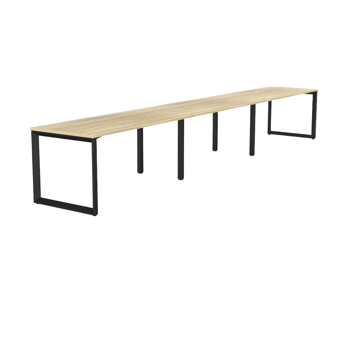Anvil 3 Person Single Sided Workstation 3 x 1200x600 / New Oak / Black Powdercoat