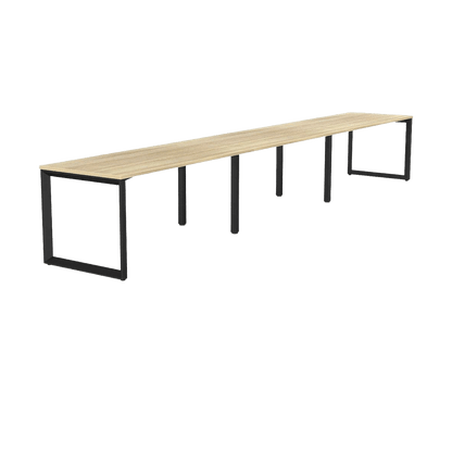 Anvil 3 Person Single Sided Workstation 3 x 1200x600 / New Oak / Black Powdercoat