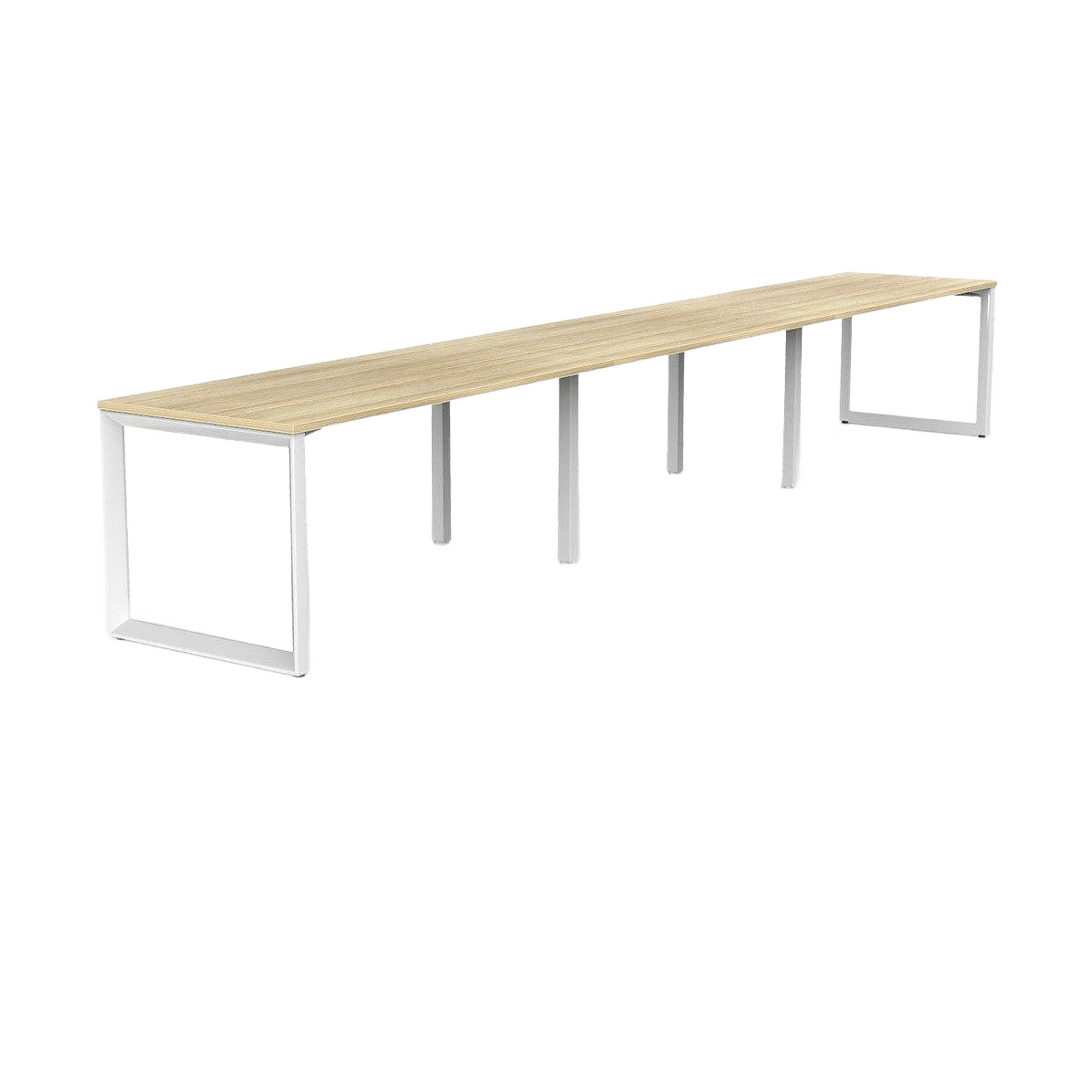 Anvil 3 Person Single Sided Workstation 3 x 1200x600 / New Oak / White Powdercoat