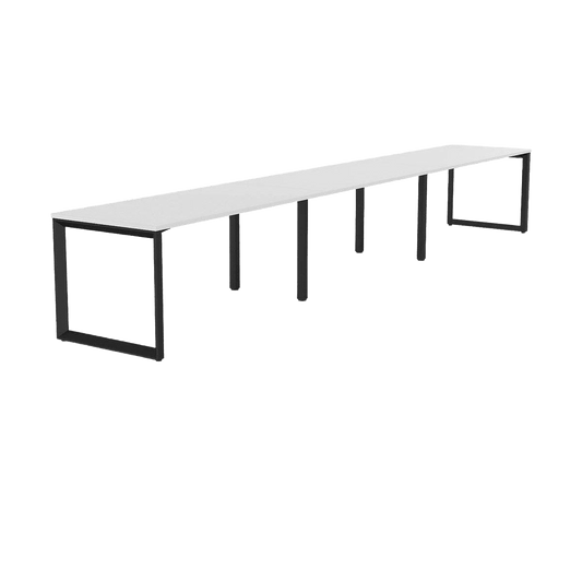 Anvil 3 Person Single Sided Workstation 3 X ( 1200 x 600 ) White Melamine Black Powdercoat - Office Furniture Company