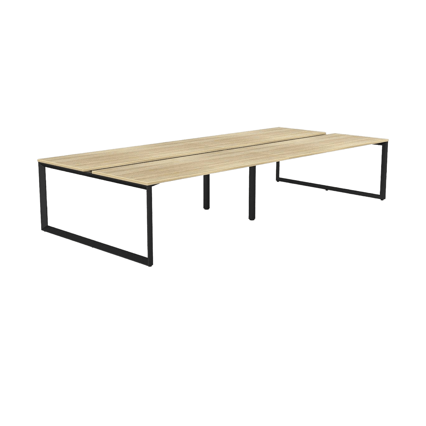 Anvil 4 Person Double Sided Workstations 1200x600 / New Oak / Black Powdercoat
