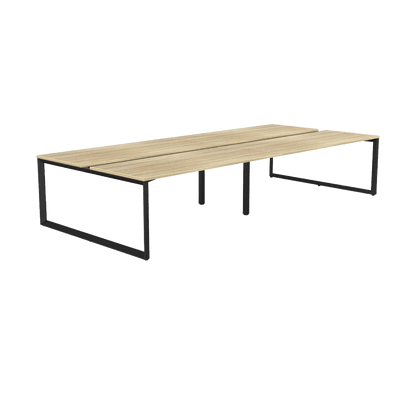 Anvil 4 Person Double Sided Workstations 1200x600 / New Oak / Black Powdercoat