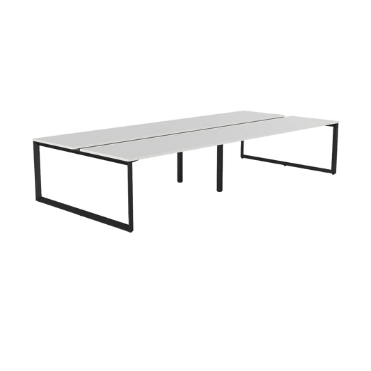Anvil 4 Person Double Sided Workstations 1200 X 600 White Melamine Black Powdercoat - Office Furniture Company