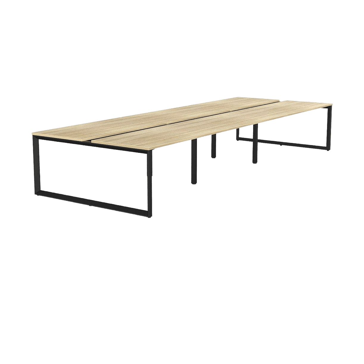 Anvil 6 Person Double Sided Workstations 1200x600 New Oak Black Powdercoat