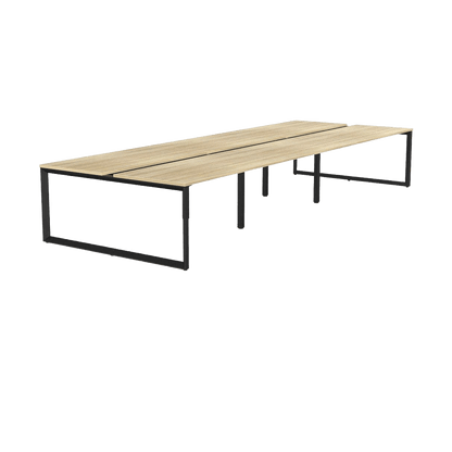 Anvil 6 Person Double Sided Workstations 1200x600 New Oak Black Powdercoat