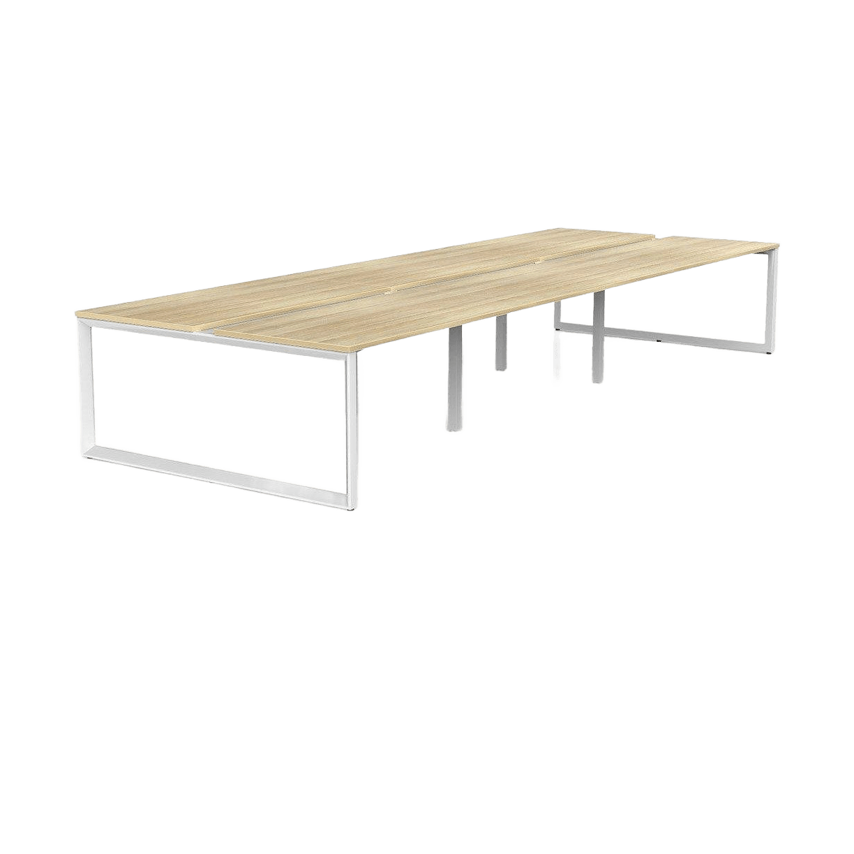 Anvil 6 Person Double Sided Workstations 1200x600 New Oak White Powdercoat