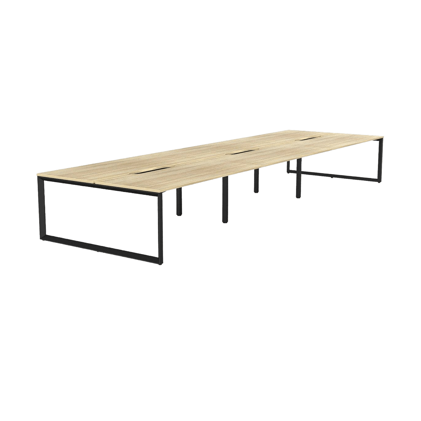 Anvil 6 Person Double Sided Workstations 1500x800 New Oak Black Powdercoat