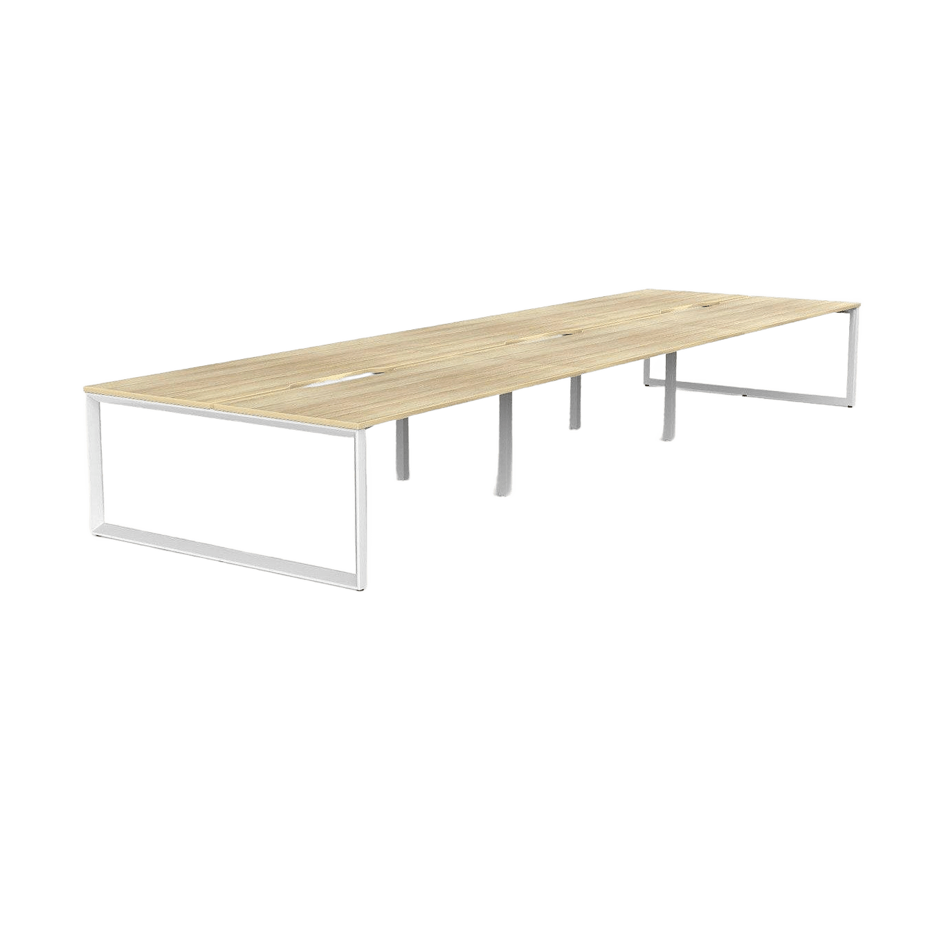 Anvil 6 Person Double Sided Workstations 1500x800 New Oak White Powdercoat