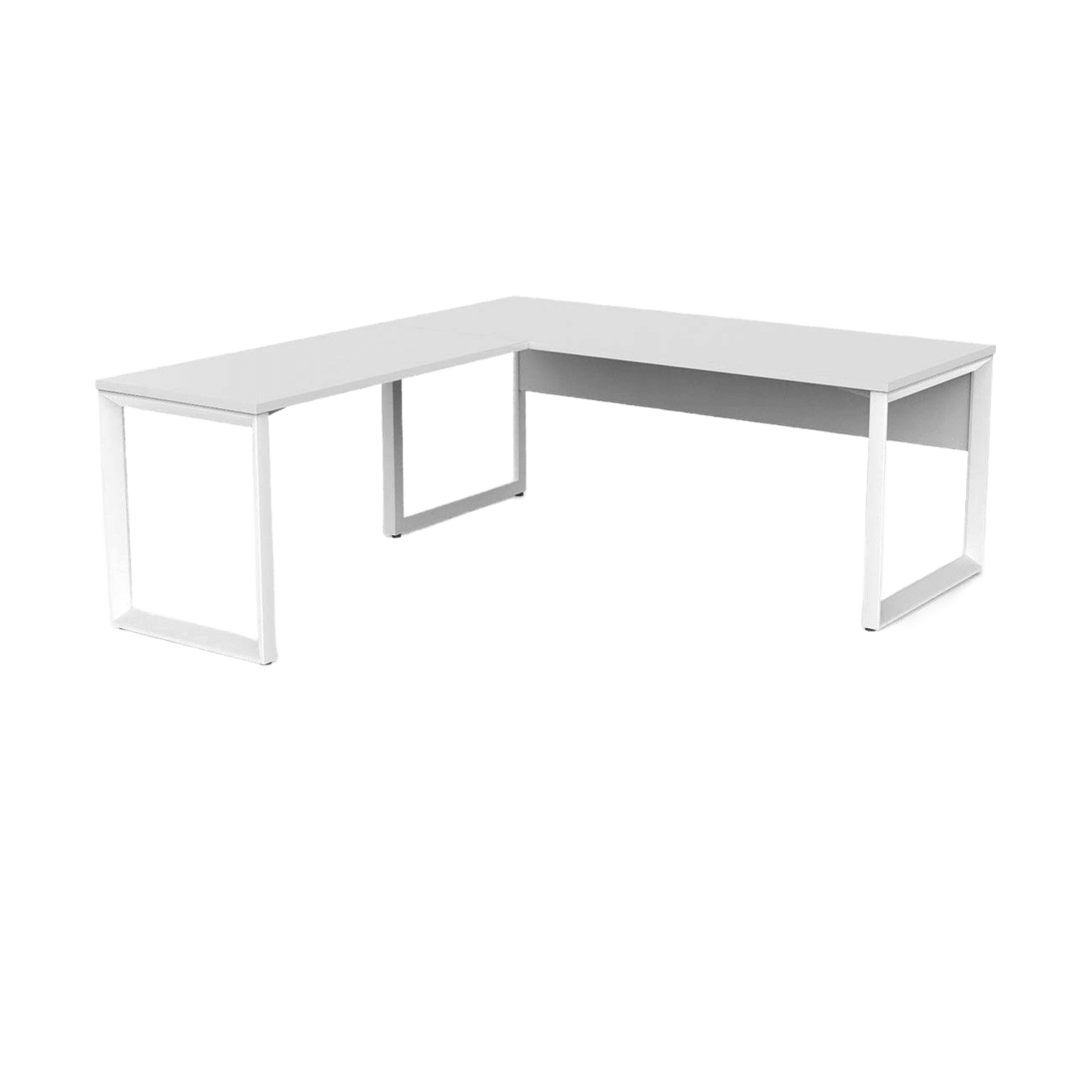 Anvil Corner Desk with Modesty 1800x600 900x600 LHS Return White Top / White Frame