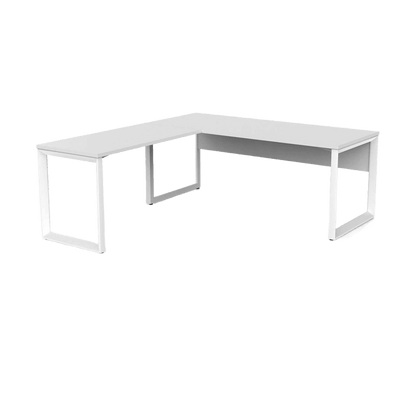 Anvil Corner Desk with Modesty 1800x600 900x600 LHS Return White Top / White Frame