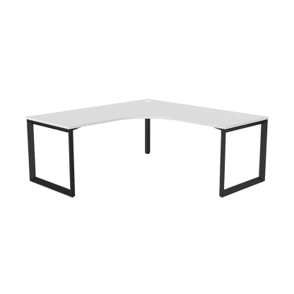 Anvil Single Corner Workstation 1800 X 1800/600 black - powdercoat White Melamine - Office Furniture Company