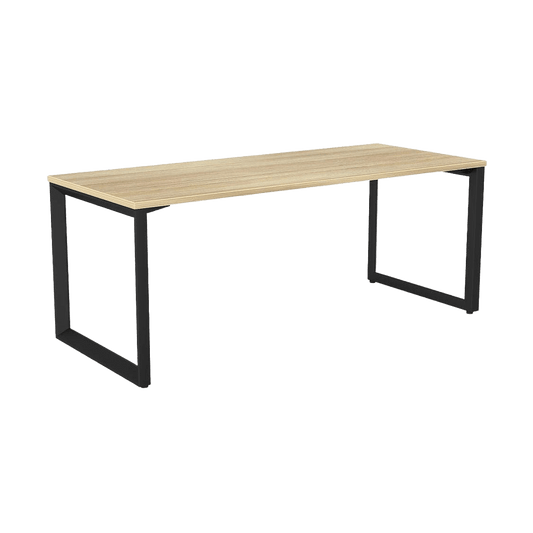 Anvil Single Straight Office Desk with New Oak Worktop 1200 X 600 White Powdercoat - Office Furniture Company