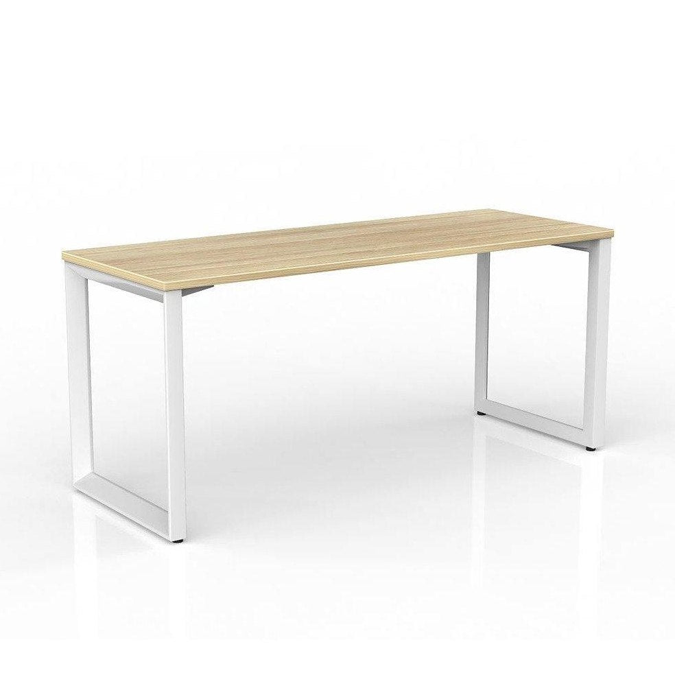 Anvil Single Straight Office Desk with New Oak Worktop - 19