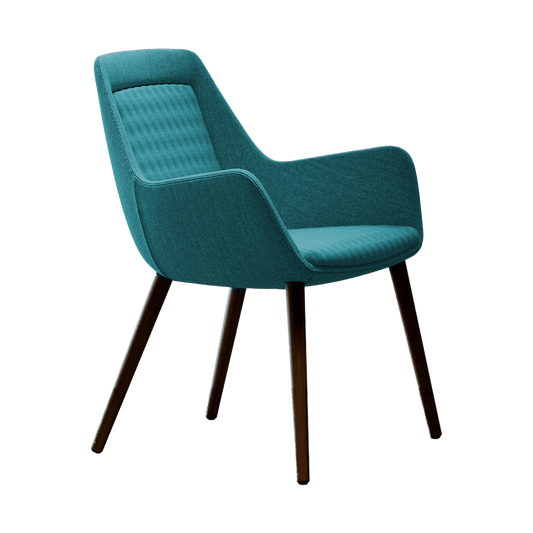 Aquila Compact Office Arm Chair Timber Legs Black / Warwick Augustas