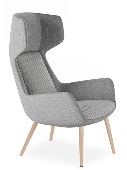 Aquila Single Seater High Back Office Lounge 1.Timber Leg Oak Stain
