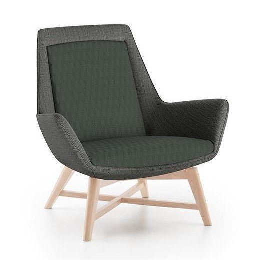 Aquila Single Seater Low Back Office Lounge Timber Cross Base Oak Stain