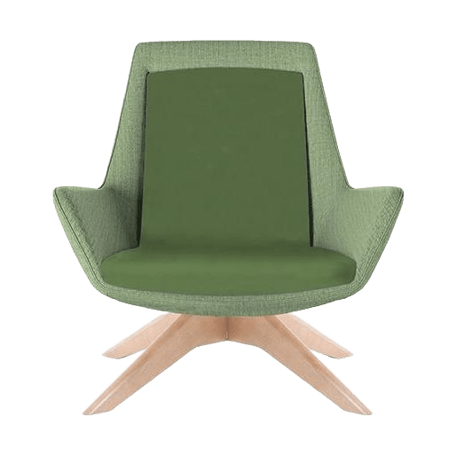 Aquila Single Seater Low Back Office Lounge Timber Swivel Base Oak Stain
