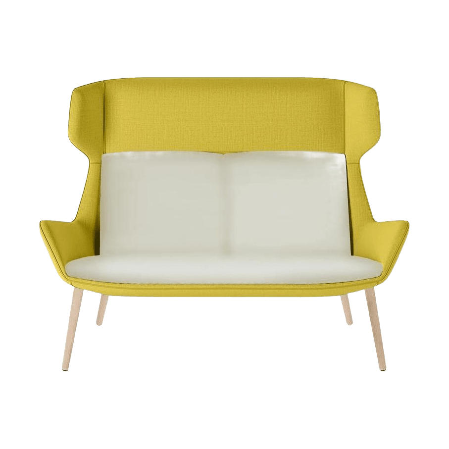 Aquila Two Seater High Back Office Lounge GL High 75mm Timber Leg Oak Stain