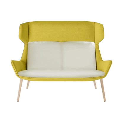 Aquila Two Seater High Back Office Lounge GL High 75mm Timber Leg Oak Stain
