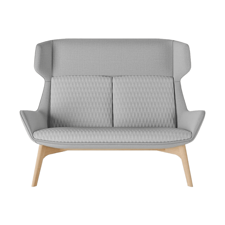 Aquila Two Seater High Back Office Lounge GL Timber Leg Oak Stain
