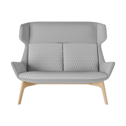 Aquila Two Seater High Back Office Lounge GL Timber Leg Oak Stain
