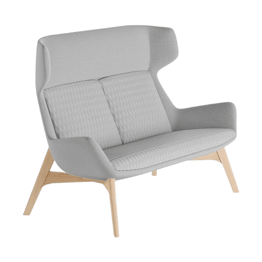 Aquila Two Seater High Back Office Lounge L41 Timber Base Oak Stain - Office Furniture Company