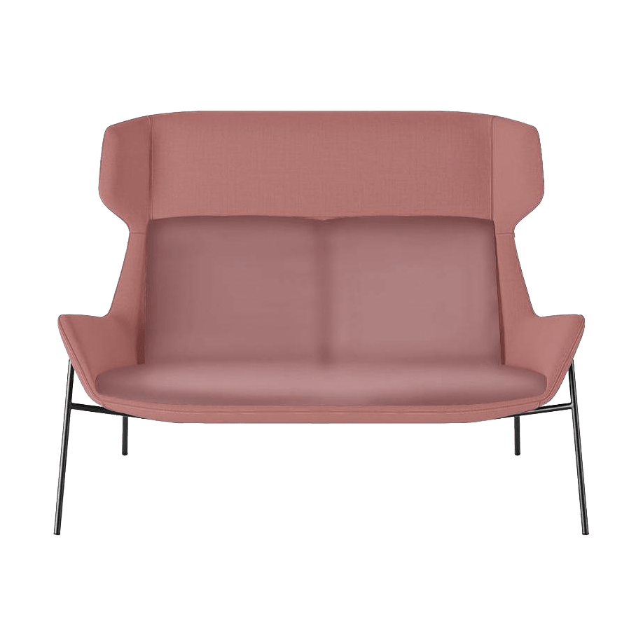 Aquila Two Seater High Back Office Lounge P22 4 Leg Metal Frame Black