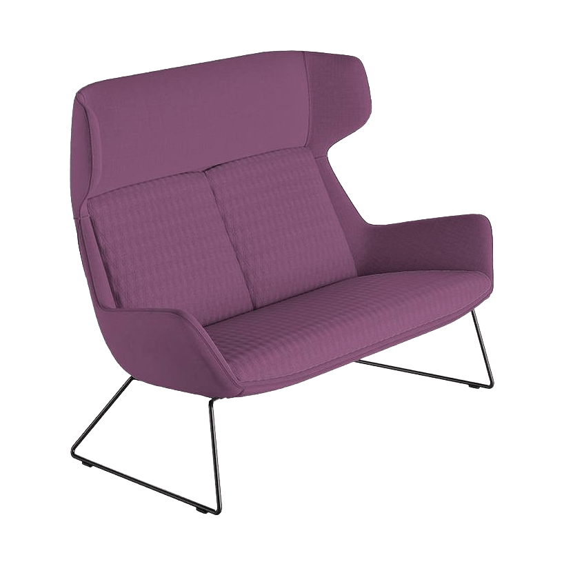 Aquila Two Seater High Back Office Lounge S10 Sled Base Black