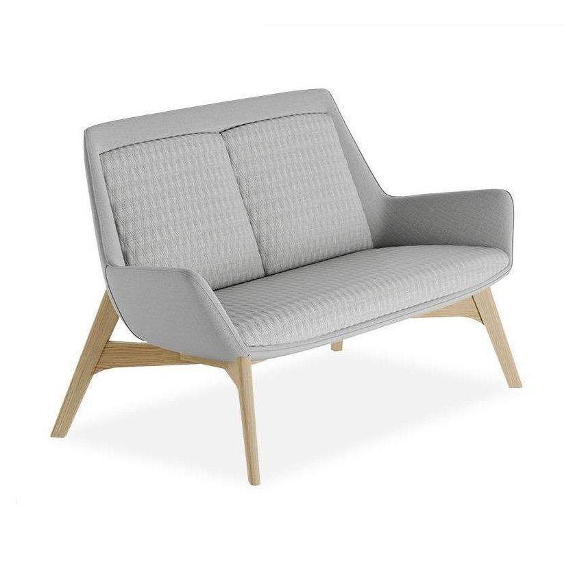 Aquila Two Seater Low Back Office Lounge Timber Base Oak Stain
