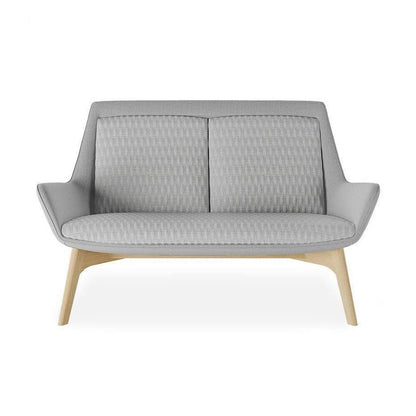 Aquila Two Seater Low Back Office Lounge Timber Base Oak Stain