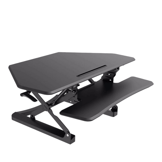 Arise Deskalator Corner Desk Riser Black with Anti Fatigue Mat