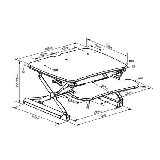 Arise Deskalator Desk Riser with Anti Fatigue Mat Black 680x590