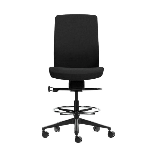 Aveya Black Fully Upholstered Drafting Chair None / Black Plastic Base