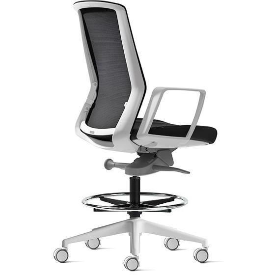 Aveya White Ergonomic Drafting Chair - Office Furniture Company 