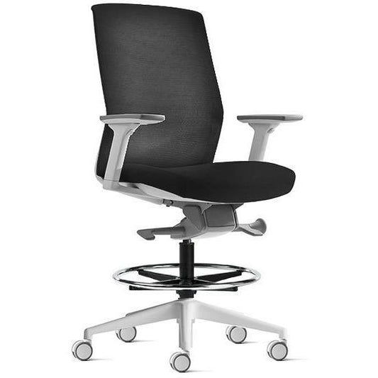 Aveya White Ergonomic Drafting Chair - Office Furniture Company 