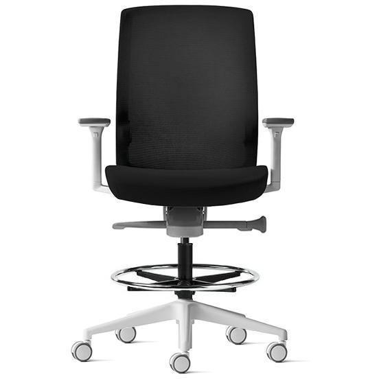 Aveya White Ergonomic Drafting Chair - Office Furniture Company 