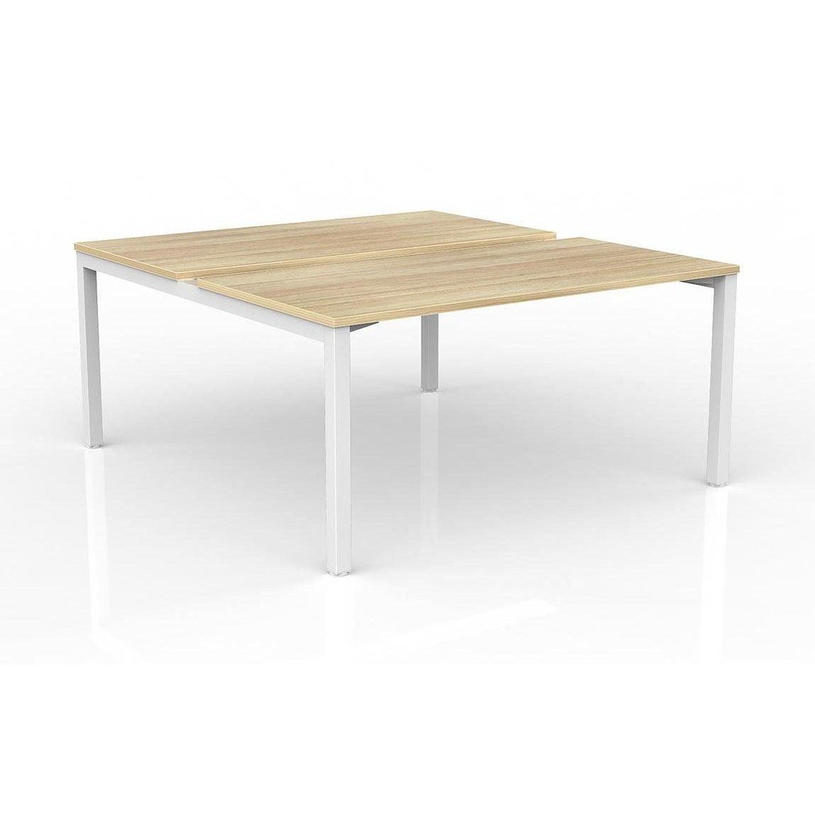 Axis 2 - User Double Sided Workstation 1200x600 White Powdercoat New Oak