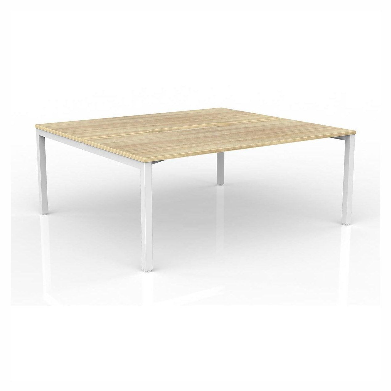 Axis 2 - User Double Sided Workstation 1600x750 White Powdercoat New Oak