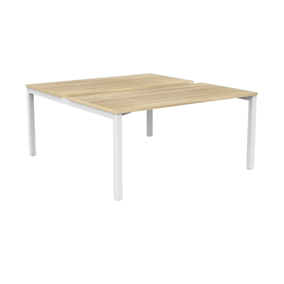 Axis 2 - User Double Sided Workstation 1200x600 White Powdercoat New Oak