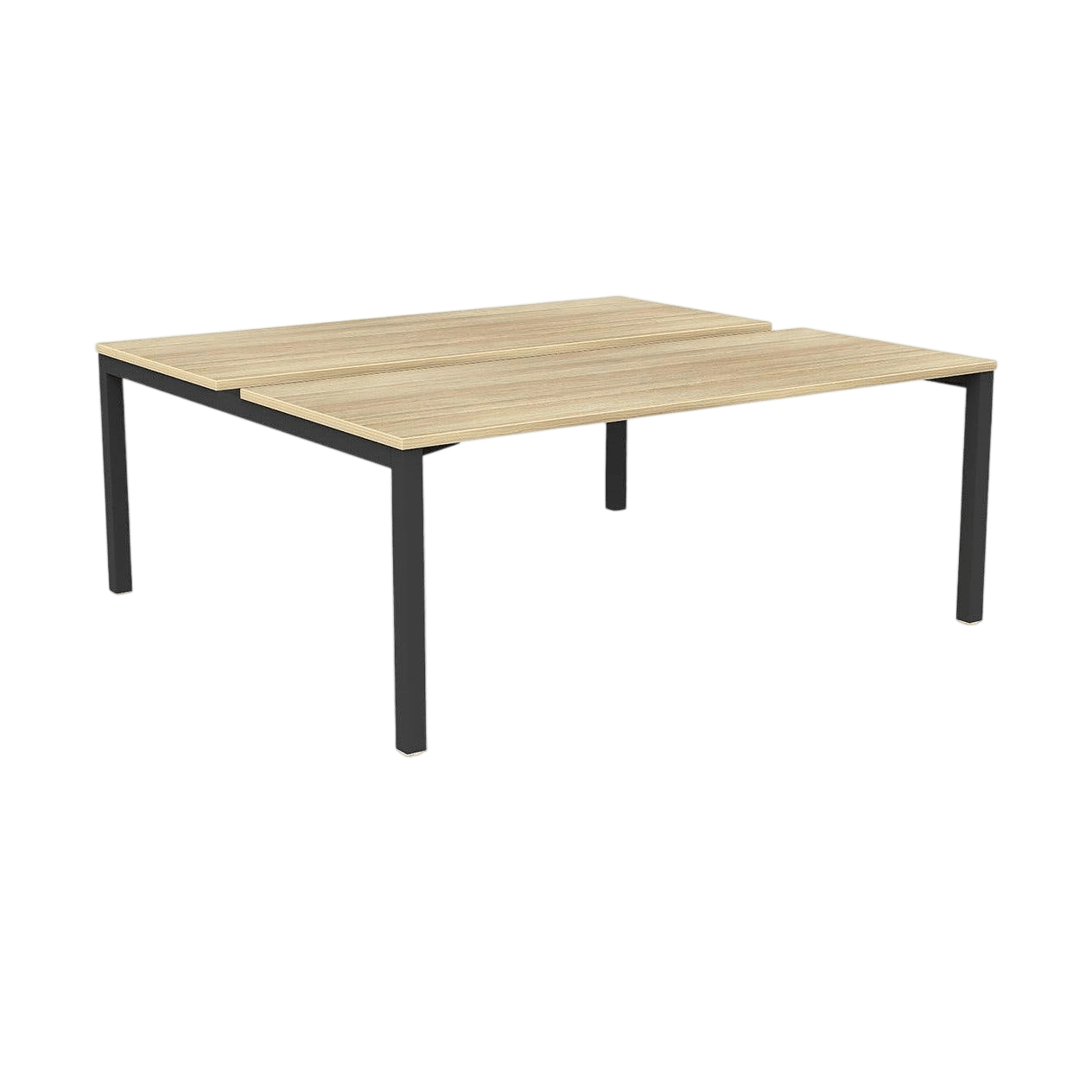 Axis 2 - User Double Sided Workstation 1500x750 Black Powdercoat New Oak