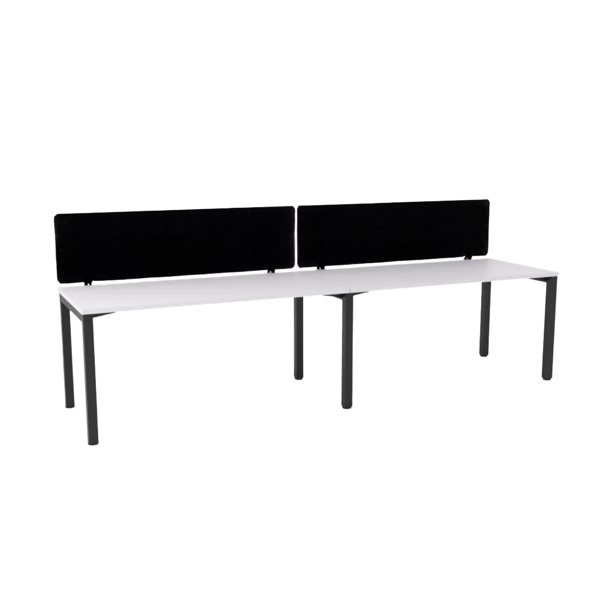 Axis 2 User Single Sided Workstation with AcoustiQ Screens 2 x (1200x600) Black Powdercoat White