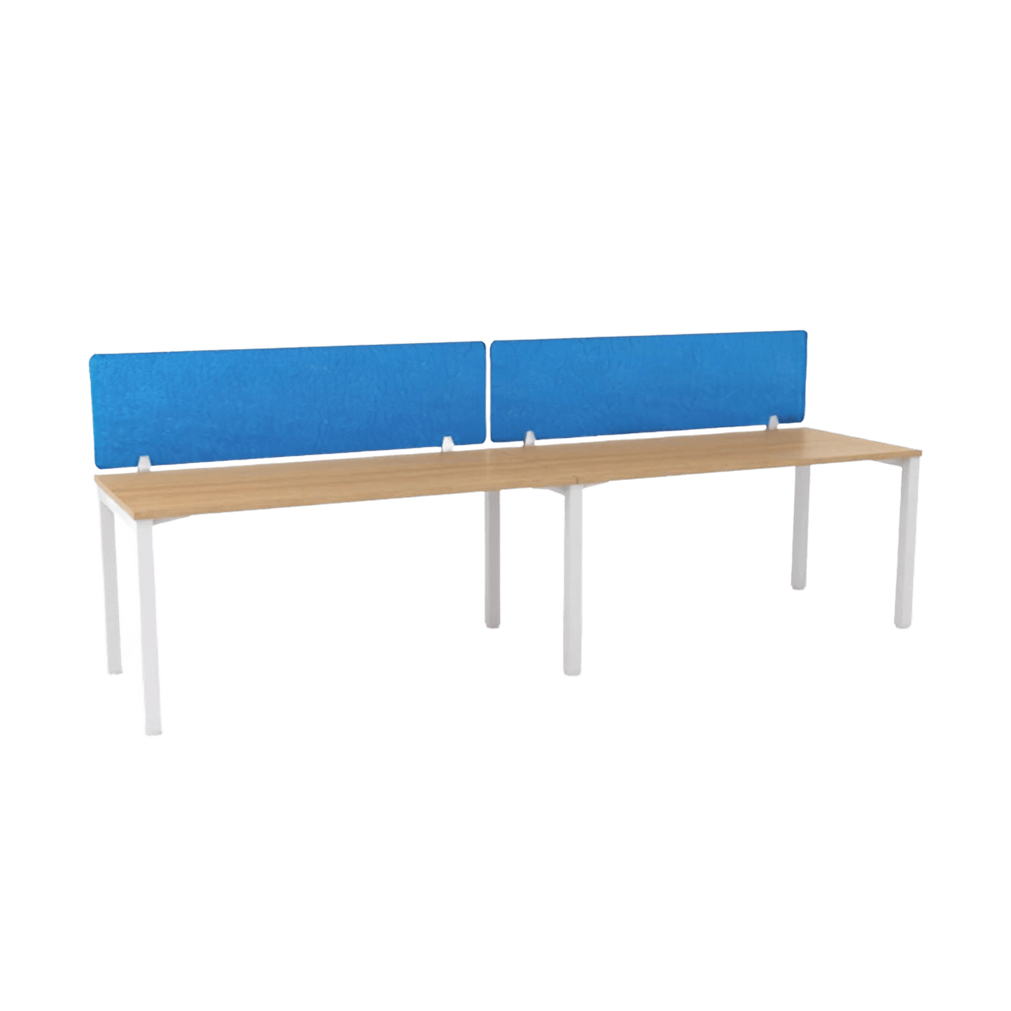 Axis 2 User Single Sided Workstation with AcoustiQ Screens 2 x (1200x600) White Powdercoat New Oak