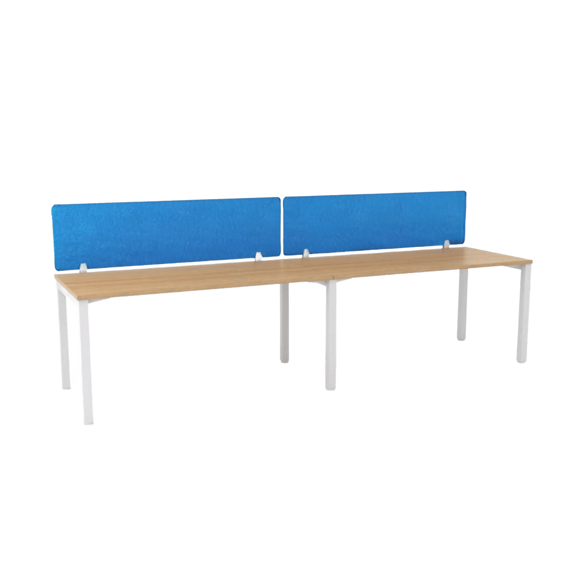 Axis 2 User Single Sided Workstation with AcoustiQ Screens 2 x (1200x600) White Powdercoat New Oak